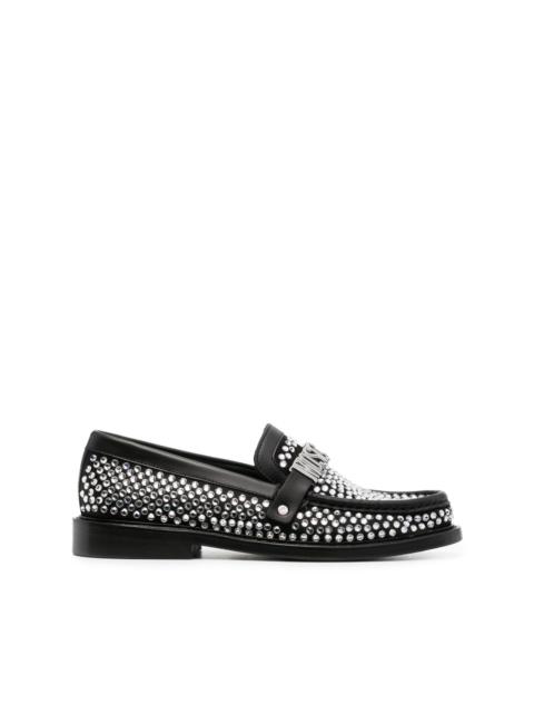Moschino crystal-embellished leather loafers