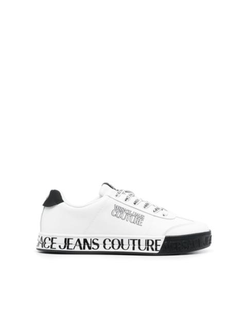 VERSACE JEANS COUTURE logo-print leather low-top sneakers