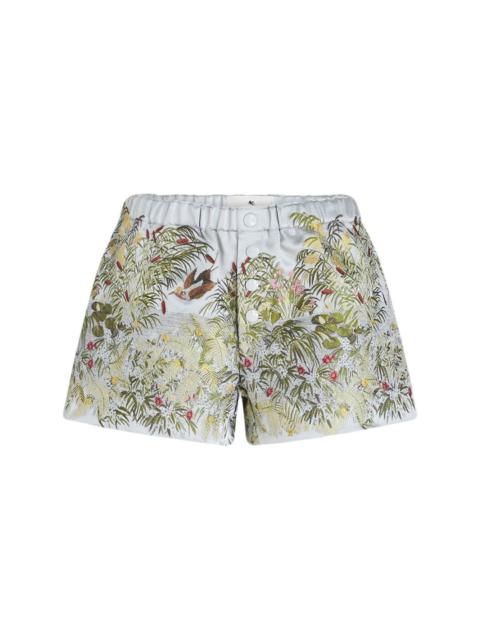 embroidered satin shorts