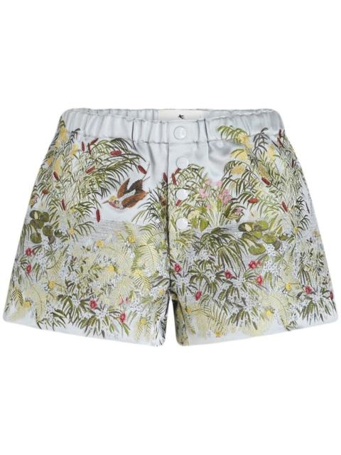 embroidered satin shorts