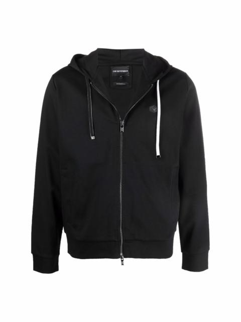 logo-patch zip-up hoodie