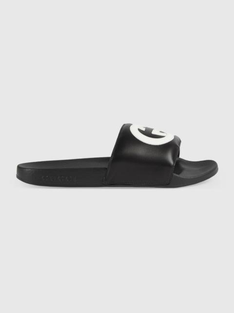 Interlocking G leather slide sandal