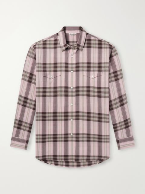 AURALEE Checked Cotton and Silk-Blend Flannel Shirt