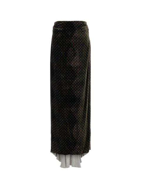 Dries Van Noten Dries Van Noten Printed Silk-Viscose Skirt — Black