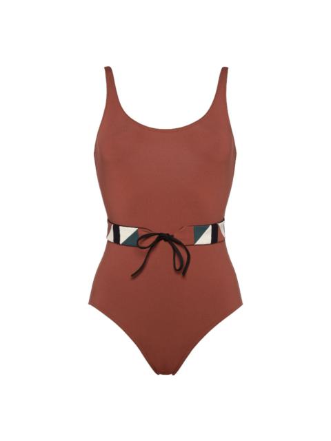 ERES Damier belted swimsuit