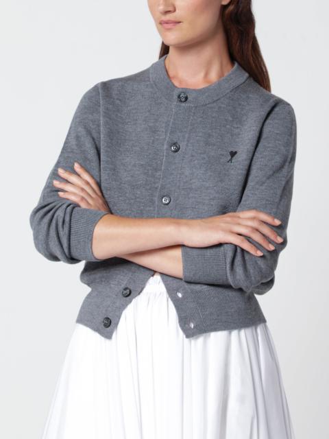 AMI Paris Grey Ami De Coeur wool cardigan