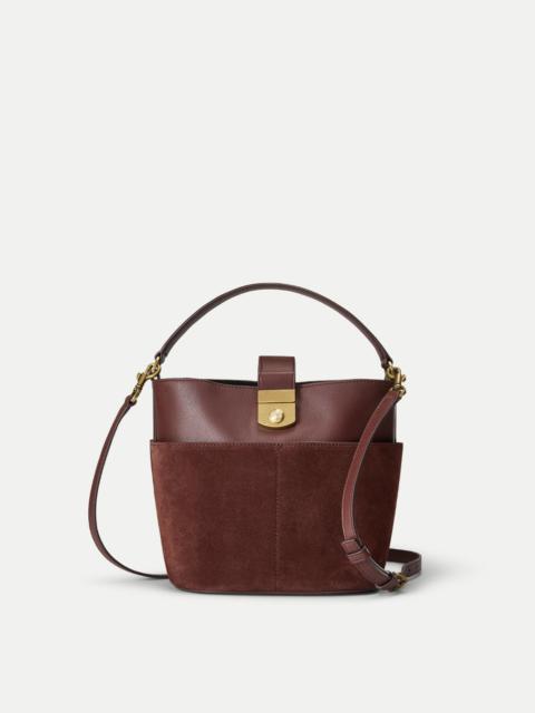 SMALL SUEDE CREST LOCK BUCKET BAG