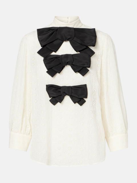 Valentino Mossi bow-detail cotton top