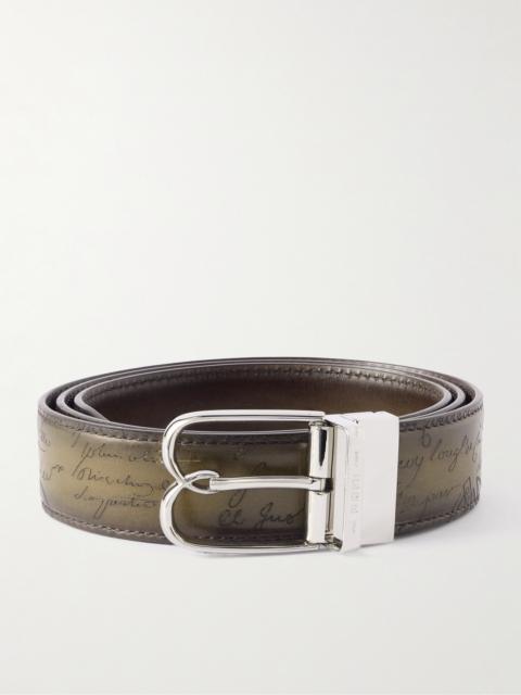 Berluti B Volute 3.5cm Scritto Venezia Leather Belt