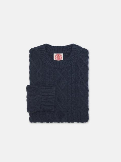 J. PRESS MADE-IN-NORWAY NAVY ARAN KNIT SWEATER