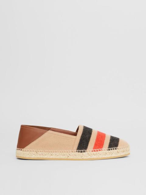Burberry Stripe Detail Wool and Leather Espadrilles