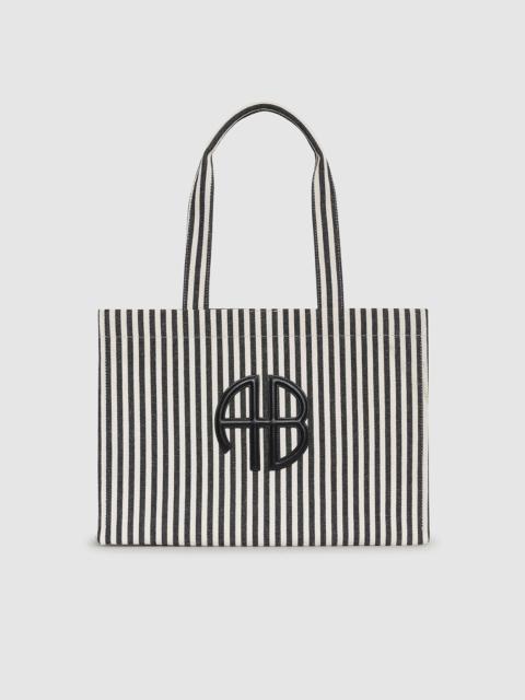 ANINE BING Lara Tote - White And Black Stripe