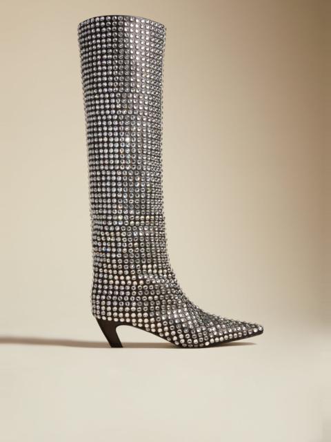KHAITE The Davis Boot in Black with Crystals