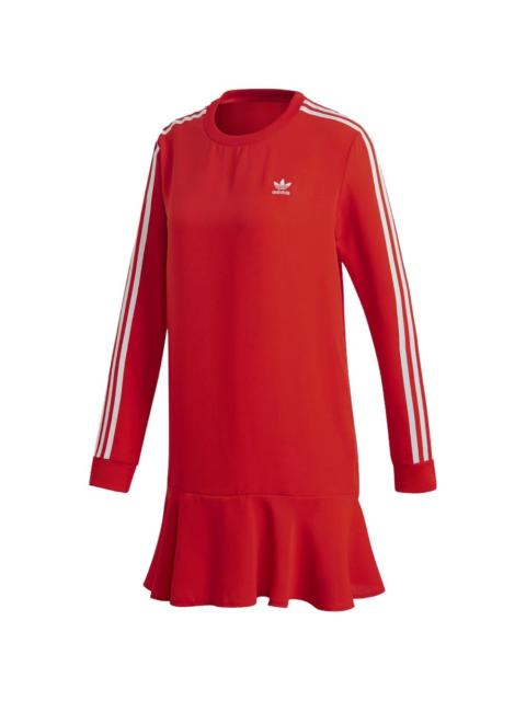 adidas 3-Stripe long-sleeve ruffled dress