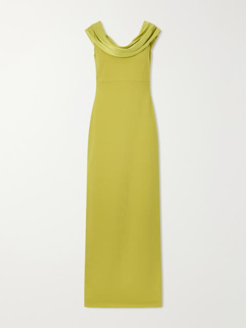 SOLACE LONDON Adele Draped Satin-trimmed Crepe Maxi Dress