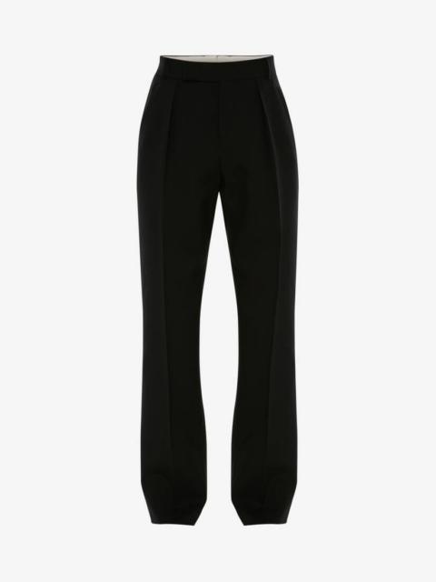 Alexander McQueen Men's Wool Pleat Trousers in Black