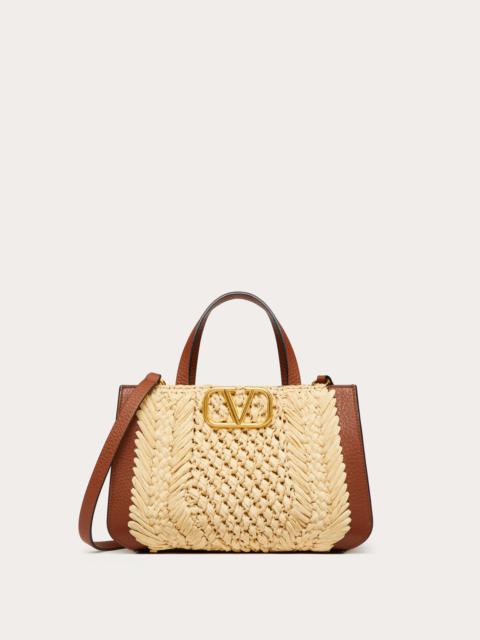 Valentino VLOGO SIGNATURE RAFFIA SMALL HANDBAG | REVERSIBLE