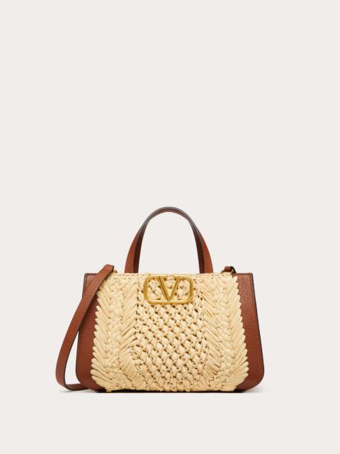 VLOGO SIGNATURE RAFFIA SMALL HANDBAG