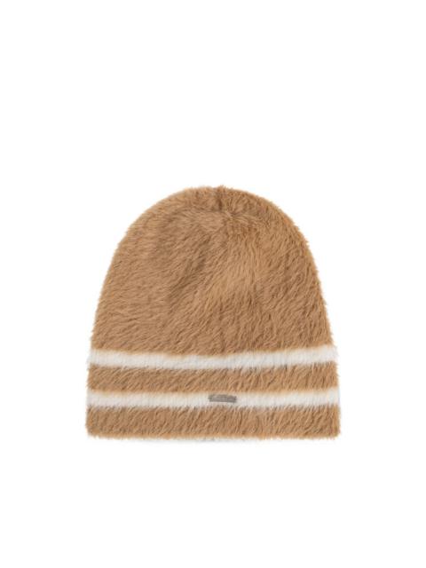 DSQUARED2 logo-plaque striped beanie hat