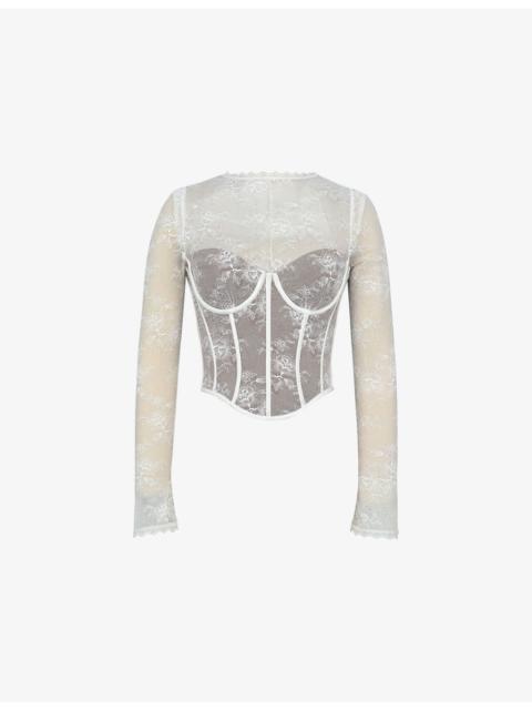 House of CB Zoe Long-Sleeved Lace Corset Top