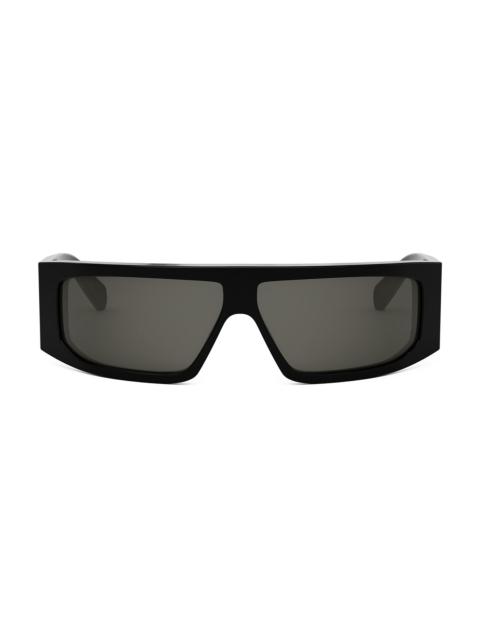 CELINE Men's Bold 3 Dots 69MM Mask Sunglasses - Shiny Black Smoke
