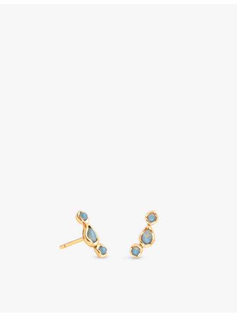 ASTRID & MIYU Opal 18ct Yellow Gold-Plated Sterling-Silver and Nano-Gem Climber Earrings