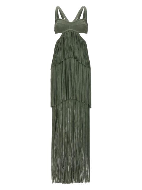 HERVE LEGER 'Strappy Tiered Fringe' Dress