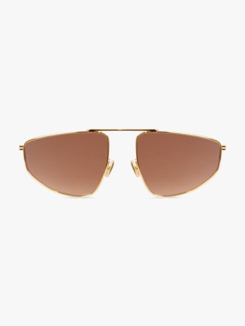 Bottega Veneta BV1466S METAL SUNGLASSES | GOLD/BROWN