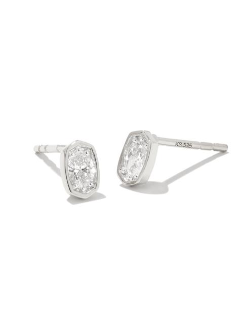 KENDRA SCOTT 0.22 ct Marisa 14k White Gold Oval Solitaire Stud Earrings in White Diamond