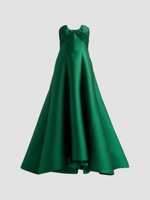 BADGLEY MISCHKA Women's Satin Strapless A-Line Gown - Emerald