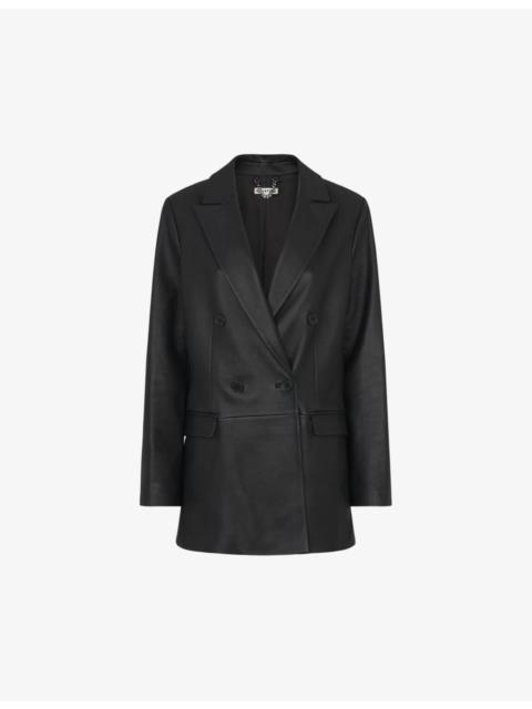WHISTLES Aliza double-breasted leather blazer
