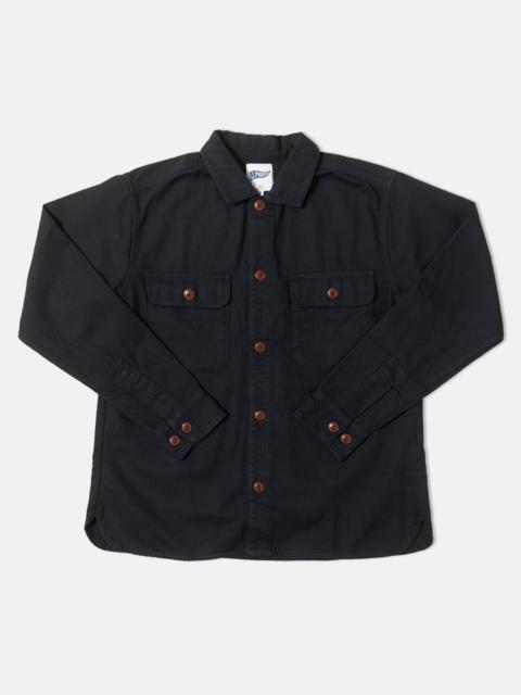 J. PRESS NAVY COTTON CANVAS OVERSHIRT - TRIM FIT
