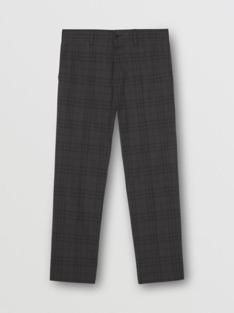 Burberry Check Cotton Cropped Tailored Trousers