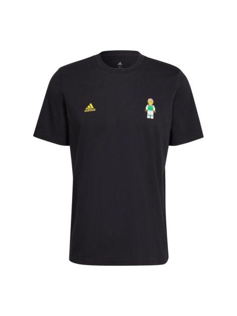 adidas adidas Printing logo Round Neck Short Sleeve Black HG1400