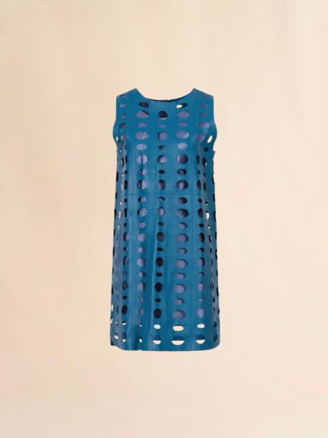 Marni BLUE NAPPA LEATHER DRESS WITH CUT-OUT DETAILING