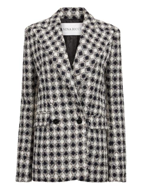 NINA RICCI tweed check double-breasted jacket