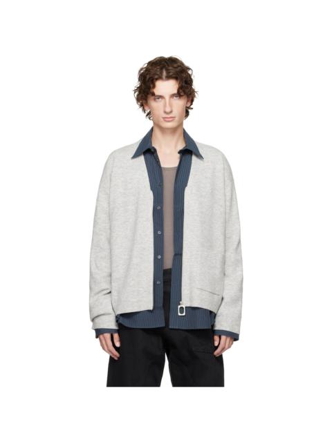JW Anderson Gray V-Neck Zip-Up Cardigan