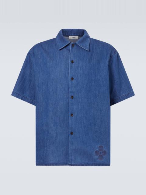 COMMAS Embroidered oversized cotton-blend denim bowling shirt