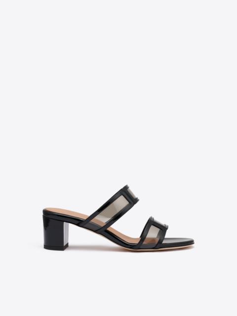 MALONE SOULIERS Loulou 45 Black PVC Block Heel Sandals