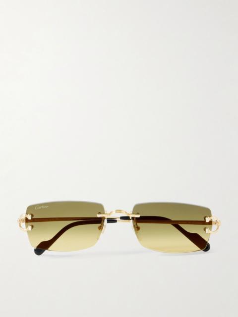 Cartier Signature C Rimless Square-Frame Gold-Tone Metal Sunglasses Gold