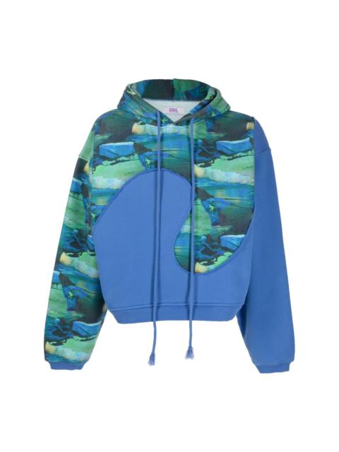 abstract-print long-sleeved hoodie