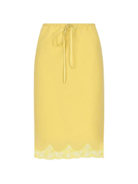 SAINT LAURENT lace-trim drawstring midi skirt