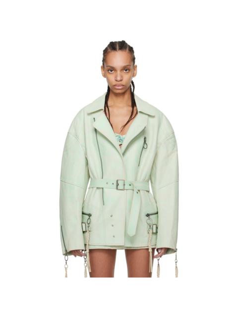 KNWLS SSENSE Exclusive Green Nihil Leather Jacket