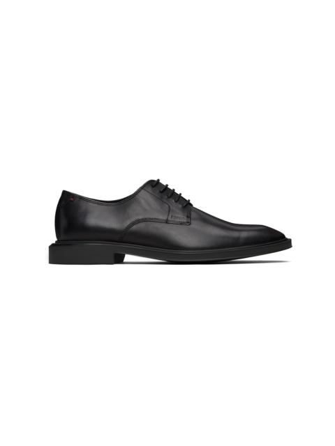HUGO Black Smooth Leather Embossed Logo Derbys