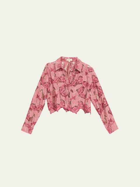 L'AGENCE Akemi Cropped Button-Front Shirt