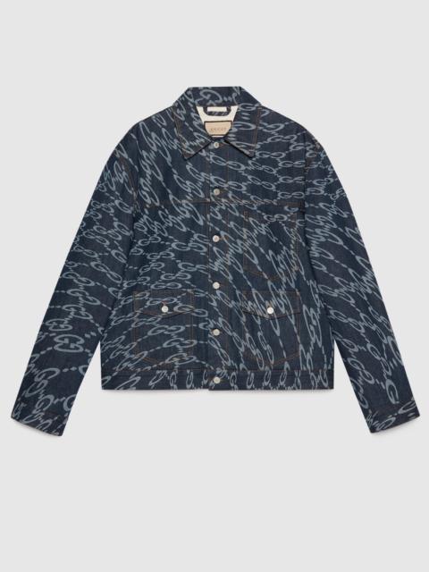 Wavy GG laser print denim jacket