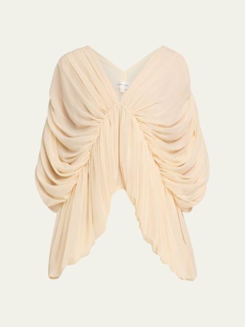 RONNY KOBO Lenore Draped Deep V-Neck Top