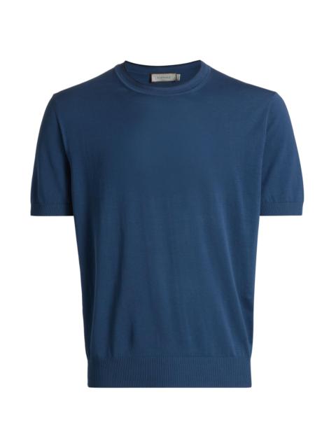 Canali Men's Contrast Tipped Knit Crewneck T-Shirt - Blue