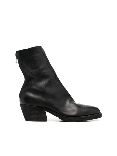 zip-up leather boots