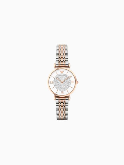 EMPORIO ARMANI WOMEN'S TWO-HAND TWO-TONE STAINLESS STEEL WATCH